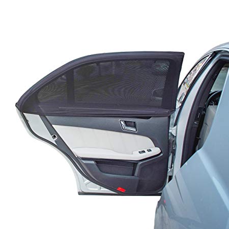 TFY Universal Car Side Window Sun Shade - Protects Your Kids from Sun Burn - Double Layer Design - Maximum Protection - Fit Most of Vehicle - 2 Pieces (Regular Contoured Window)