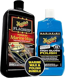 Meguiar's M4516 Marine/RV Polish & Gloss Enhancer and M6332 Flagship Premium Marine Wax Bundle