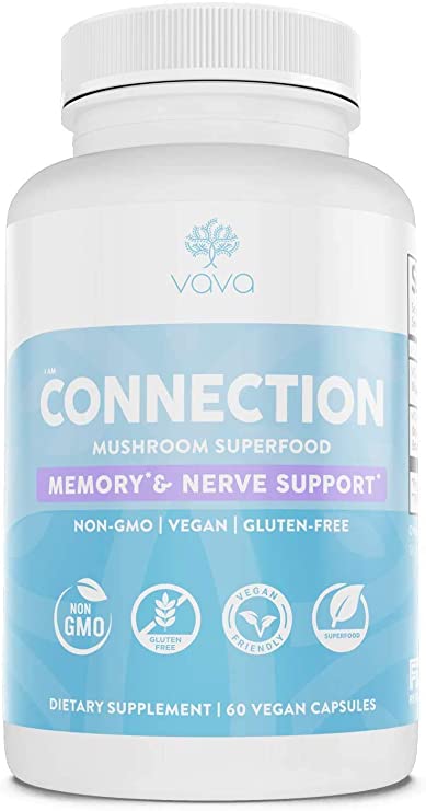 Vava, Lion’s Mane Capsules, Ginger   Superior Absorption, Promote Memory and Nerve Health, Anti-Aging, Daily Mushroom Supplement, 1,000mg.