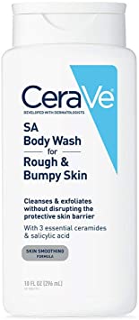 CeraVe Bo-dy Wa-sh with Salic-ylic Ac-id | Fra-Gran-ce Free Bo-dy Wa-sh to Ex-fo-lia-te Ro-ugh and Bu-mpy Sk-in | A-lle-rgy Tested | 10 Ounce Pack 1