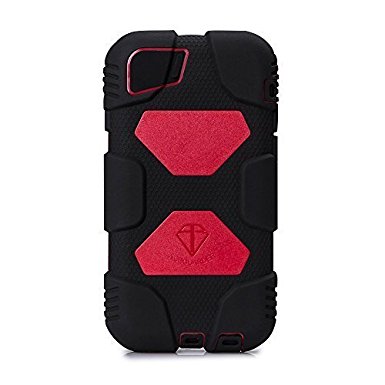 ACEGUARDER? iPhone 6 Plus Case (Slim Military Heavy Duty) *Shockproof* Anti-Rain Drop Resistance Silicone with detachable belt clip & screen protector for Apple iPhone 6 Plus 5.5" [Black/Red]