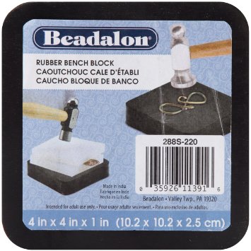 Beadalon Rubber Bench Block for Jewelry Making, 4 by 4-Inch, Black