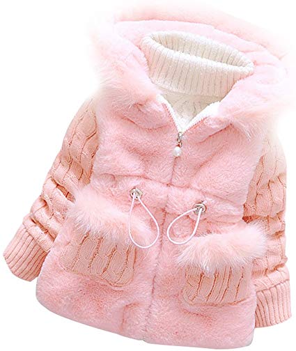 Ancia Baby Girls Infant Winter Knited Fur Outerwear Coats Snowsuit Jackets