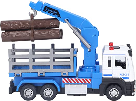 VGEBY Logging Truck Toy, 1:32 Log Vehicle Log Truck Model with Light Music Effect for 6 Years Old Above Child Kid Children(Blue)