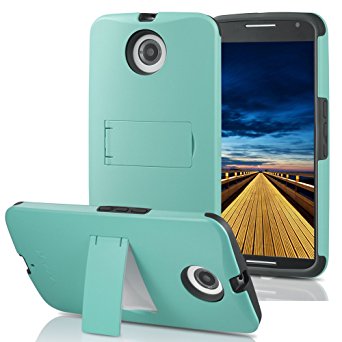 Nexus 6 Case - VENA [LEGACY] Slim Fit Dual Layer Hybrid Case with Kickstand and Screen Protector for Google Nexus 6 - Teal & Grey