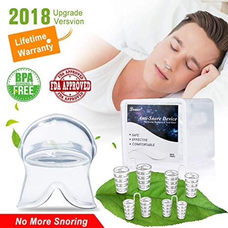 Anti Snoring Devices Tongue, 4 Set Snore Stopper Nose Vents Nasal Dilators Stop Snoring Solution Snoring Mouthpiece Sleep Aid Device Snore Reduction Silicone Snoring Tongue Retainer for Men Women