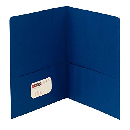 Smead Two-Pocket Heavyweight Folder, Letter Size, Dark Blue, 25 per Box (87854)