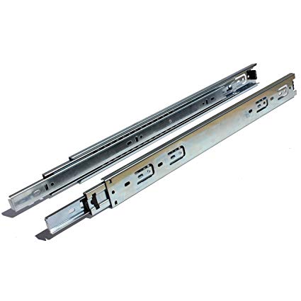 GlideRite Hardware 2470-ZC-1 24 inch 100 lb 1 inch Pack 24" Side Mount Full Extension Ball Bearing Drawer Slides with 1" Over-Travel, Silver