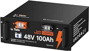 Litime 48V 100Ah LiFePO4 Lithium Battery, Built-in 100A BMS and Grade A Cells, Max. 4800W Load Power, Solid Metal Case with 4000~15000 Cycles & 10 Years Lifetime, Perfect for Solar Home, RV, Off-Grid