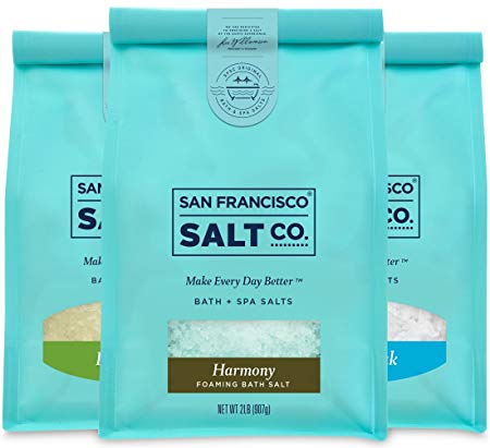 Therapeutic Luxury Bag Bundle - Detox Soak, Muscle Soak, Harmony Foaming Bath Salts (2 lb. bag of each) by San Francisco Salt Company
