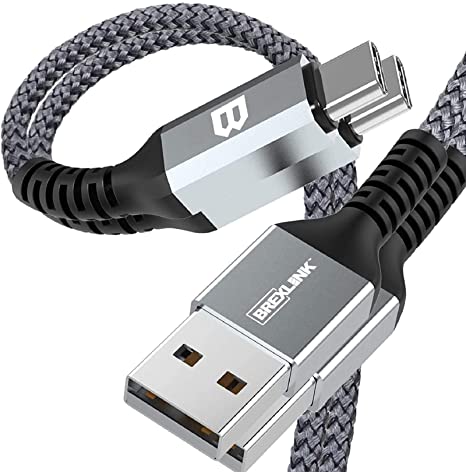 BrexLink 2 Pack USB Type C Cable, USB C to USB A Charger (1M) Fast Charge Cord for Samsung, Pixel, Nintendo Switch etc. All Type C Devices (Grey)