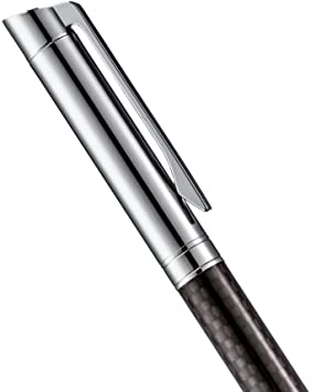 Zenzoi Carbon Fiber   Modern Metal Fountain Pen Set-Exquisite Fine Nib Jet Pen- High-End German Schmidt Nib-Ink Converter   2x Refills (Blue Black) Included-Ideal Birthday-Promotion-Anniversary Gift