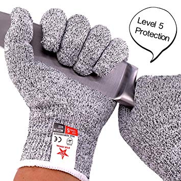 Cut Resistant Gloves, Food Grade Level 5 Protection,Safety Kitchen and Outdoor Cut Gloves（Medium)