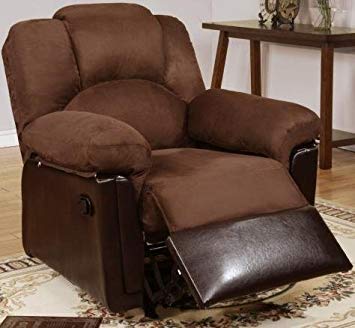 Poundex PDEX-F6683 Bobkona Rocker Recliner in Chocolate Microfiber, Black