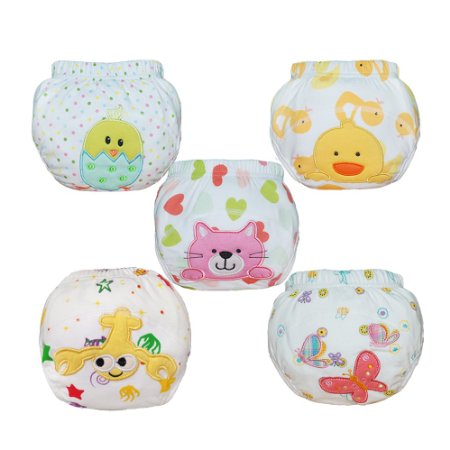 Babyfriend Baby Girls' Reusable 5 Pack Toilet Training Pants Nappy Underwear Cloth Diaper TP5-003