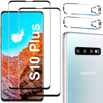 [2 2 Pack] Glass Screen Protector for Samsung Galaxy S10 Plus, 9H Tempered Glass，Ultrasonic Fingerprint Compatible,3D Curved, HD Clear, Case Friendly Bubble-Free for Galaxy S10 Plus Screen Protector