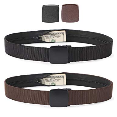 Travel Security Money Belt with Hidden Money Pocket - Cashsafe Anti-Theft Wallet Unisex Nickel free Nylon Belt by JASGOOD