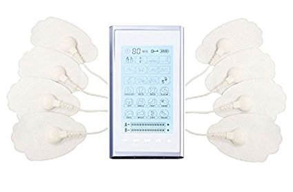 LIFETIME WARRANTY! FDA cleared 24 Modes HealthmateForever Professional TENS Unit for Pain Management & Muscle Improvement| T24AB2 (Silver in White)