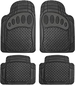 FH Group F11310SOLIDBLACK Black Trimmable Car 4 Piece Heavy Duty All Weather Floor Mats