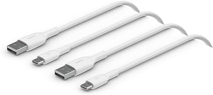 Belkin BoostCharge USB C charger cable, USB-C to USB-A cable, USB type C charging cable for iPhone 15, Samsung Galaxy S23, S23 , S23 Ultra, Pixel, iPad Pro, Nintendo Switch and more - 1m, 2pack, White