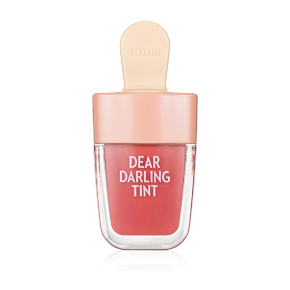 ETUDE Dear Darling Water Gel Tint Ice Cream (OR205 Apricot Red) (21AD)| Vivid High-Color Lip Tint with Minerals and Vitamins from Soap Berry Extract to Moisture Your Lips