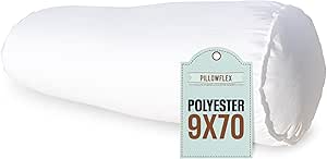 Pillowflex Bolster Pillow (9"x70") - Round Roll Pillow Bolster Insert, Plush Polyester-Filled Insert for Decorative Shams, Odorless, Lint and Dust-Free Polyester Filling, No Lumps - (White)