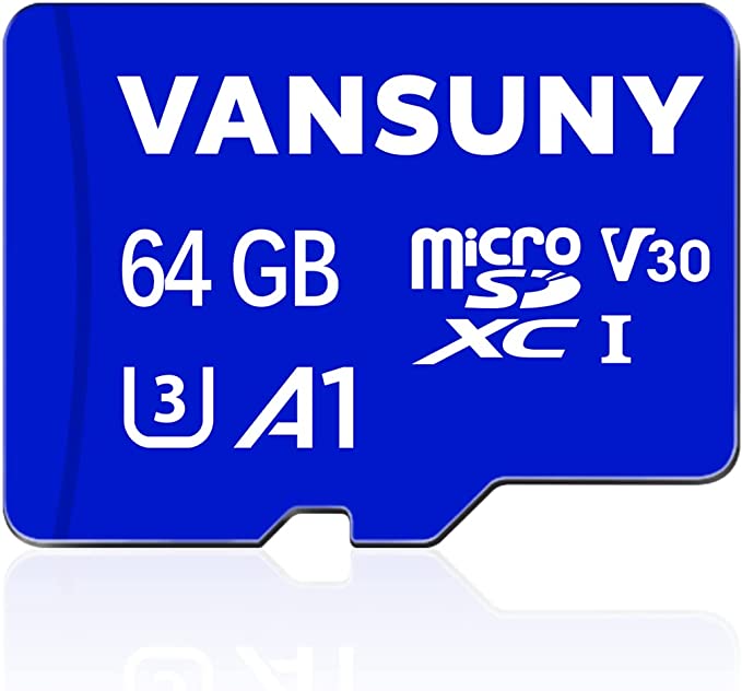 Vansuny Micro SD Card 64GB microSDXC Memory Card with SD Adapter A1 App Performance V30 4K Video Recording C10 U3 Micro SD for Phone, Nintendo Switch, Security Camera, Dash Cam, Action Camera