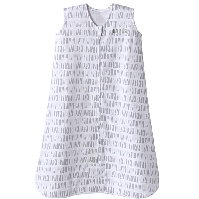Halo Sleepsack Cotton Wearable Blanket, Squares and Triangles, Grey, Large
