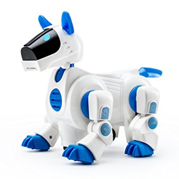Playtech Logic 09-839 Electronic Puppy Robot Dog Light Up Girls Boys Toys with Sound for Kids, Pet Nodding Barking and Walking Dog Toy with Bump and Go Function, Blue