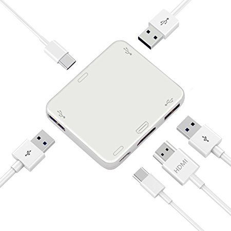 5-Port USB Type C Hub, 3 Ports USB 3.0 Multi-Port Adapter   1 Type-C Charging Port  1 HDMI Video Output Port for Type C Computers and Tablets such as MacBook Pro 2016, MacBook 2015/2016, Google Chromebook 2016