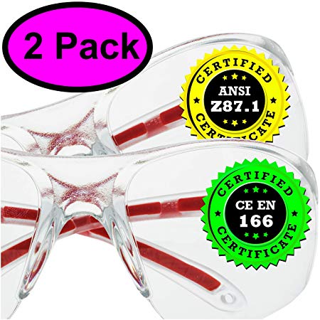 Clear Safety Glasses Eye Protection - 2 Pack - Comfort Eyewear with our SuperLite and SuperClear Lens Technology