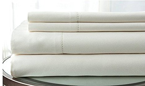Coit & Campbell Hotel Collection 500 Thread Count 100% Cotton Sateen Sheet Set, Queen Ivory