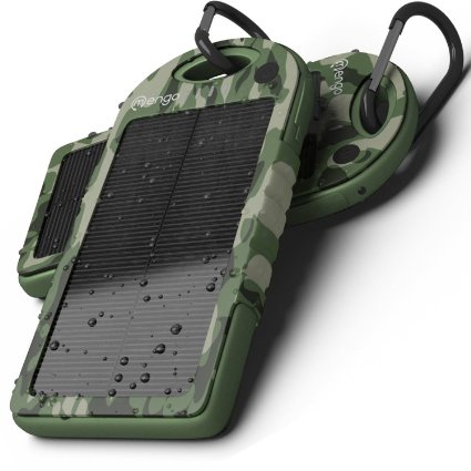 Solar Assist Charger, Mengo S-Power Shockproof/Water-Resistant 5300Mah [ Solar Assist Back-up Battery ] Charger Power Bank Featuring Dual USB Port Smart Charge Technology (For iPhone, iPod, iPad, Samsung, LG, HTC) (Camo)