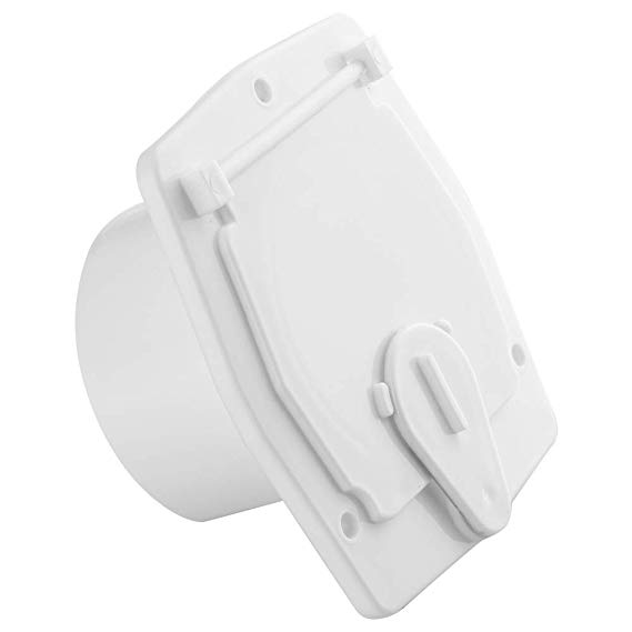 Halotronics Square RV Electrical Cable Hatch for 30 Amp Cords - White - Features Snap Close Lid and Easy Installation - New 2019 Model