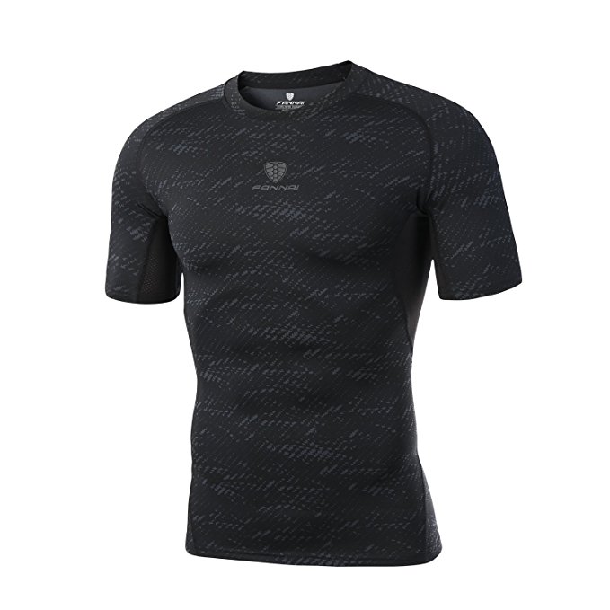 Fannai Men's Short Sleeve T-Shirt Cool Dry Compression Baselayer Running Fitness Shirt
