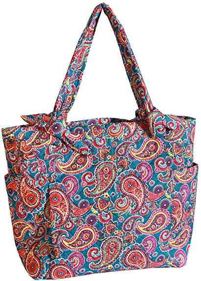 Floral Casual Tote Bag Top Handles Shoulder Bag With Multiple Pocket For Woman