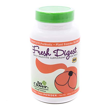 In Clover Fresh Digest Daily Digestive Aid and Immune Support Supplement for Dogs, All Natural Prebiotic and Enzyme Powder for Less Gas and Healthy Stools, Works Fast.