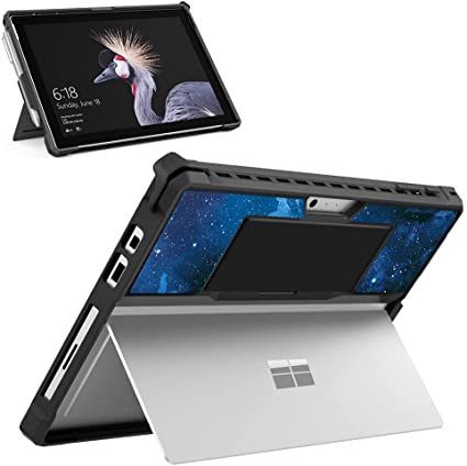 MoKo Case Fit Microsoft Surface Pro 7 Plus/Pro7/Pro 6/Pro 5/Pro 2017/Pro 4/Pro LTE, All-in-One Protective Rugged Cover Case with Pen Holder, Hand Strap, Compatible with Type Cover Keyboard, Sky Star