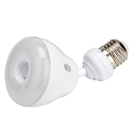 SUPERNIGHT E27 5W PIR Motion Sensor & Light Sensor Detector LED Light Bulb Night Lamp, 360 Degrees Adjustable, Warm White Light, 29-led