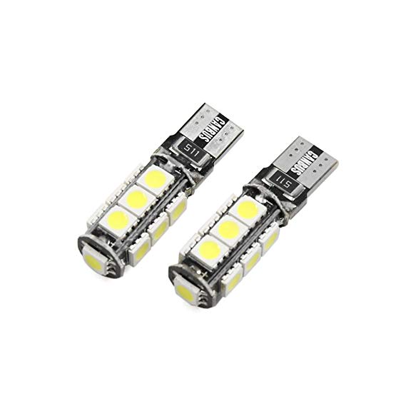 Sourcingmap 2Pcs T10 13W 13-5050-SMD Cool White LED Canbus Error Free Panel Light Interior W5W 194 168