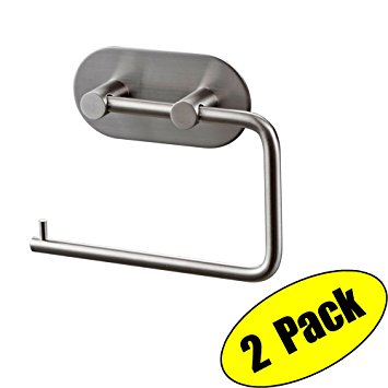 KES Toilet Paper Holder Adhesive Rustproof SUS 304 Stainless Steel Self Stick On Sticky Tissue Roll Hanger Wall Mount 2 Pieces, A7071-P2