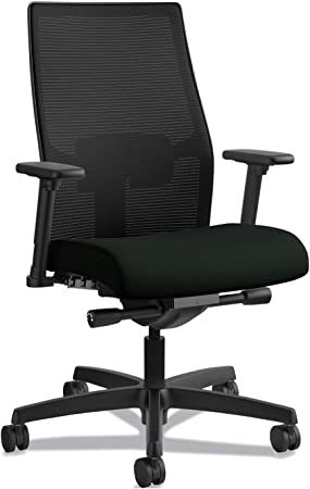 HON Ignition 2.0 4-Way Stretch Mid-Back Mesh Task Chair, Supports up to 300 lbs, Black Seat/Back, Black Base (HONI2M2AMLU10TK)