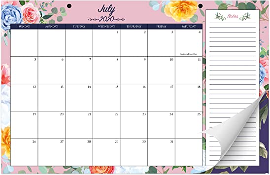 ZICOTO 2020-2021 Floral Desk Calendar 17" x 11" for Easy Planning Until April 2021 - Desktop and Wall Calendar with incl. Note Section