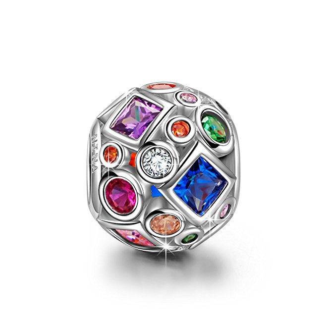 Ninaqueen 925 Sterling Silver Colorful Rainbow Openwork Charms Fit Pandora Bracelet