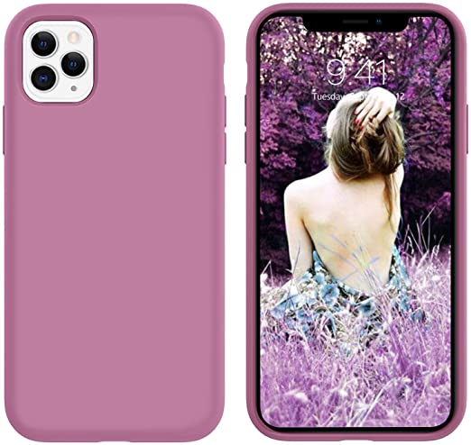 DUEDUE iPhone 11 Pro Case,Liquid Silicone Soft Gel Rubber Slim Cover with Microfiber Cloth Lining Cushion Shockproof Full Body Protective Anti Scratch Case for iPhone 11 Pro 5.8 2019,Lilac Purple