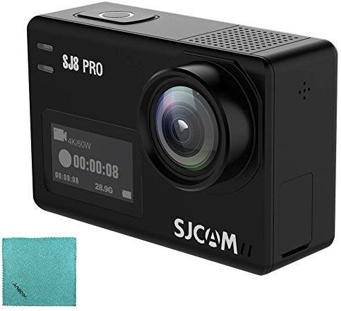 SJCAM SJ8 PRO Action Camera 4K/60FPS WiFi Sports Cam 2.3 Inch Touch Screen with 170° Wide Angle EIS 8X Digital Zoom Waterproof Camera Bare-metal Version with Andoer Cleaning Cloth
