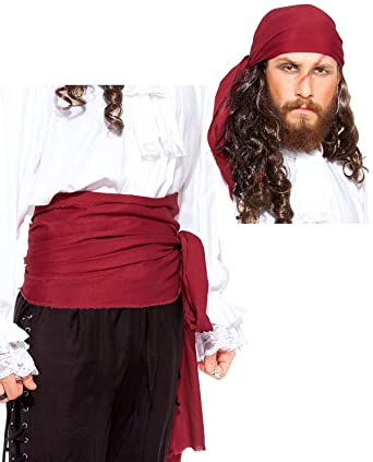 ThePirateDressing Pirate Medieval Renaissance Halloween Costume Large Sash  Bandana (Red)