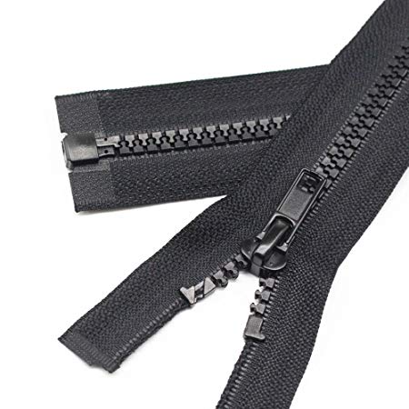 YaHoGa 2PCS #5 29 Inch Separating Jacket Zippers for Sewing Coats Jacket Zipper Black Molded Plastic Zippers Bulk (29" 2pc)