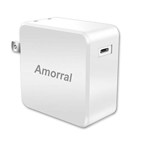 USB-C PD Charger, Amorral USB Type-C with Power Delivery 30W USB Wall Charger for iPhone X/8/8 Plus, Nexus 5X/6P, LG G5, Pixel C, MacBook 2015/2016, Mate Book, Moto Z and more