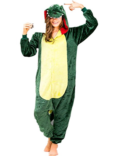 iSZEYU Adult Pajama Dinosaur Christmas Costumes Onesies for Women Men Teens Girl